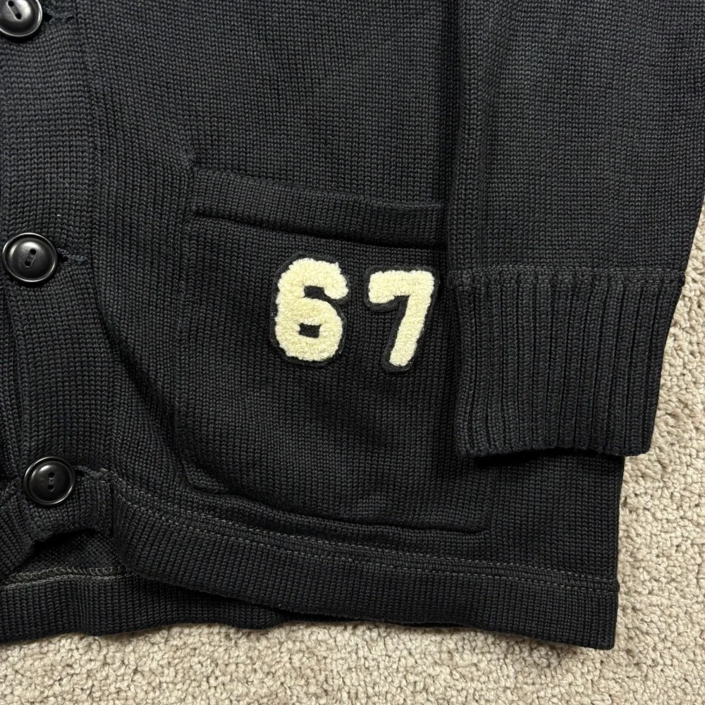Polo Ralph Lauren Mens Black Cotton Letterman Varsity Cardigan Sweater Size M 67 - Picture 8 of 8